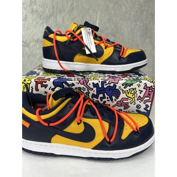 Size 8 - Nike Dunk Low x OFF-WHITE University Gold and Navy CT0856-700 DS OG ALL - Picture 8 of 16